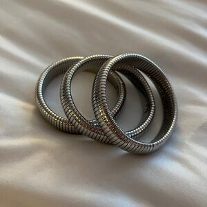 Silver Bangle Bracelet Set